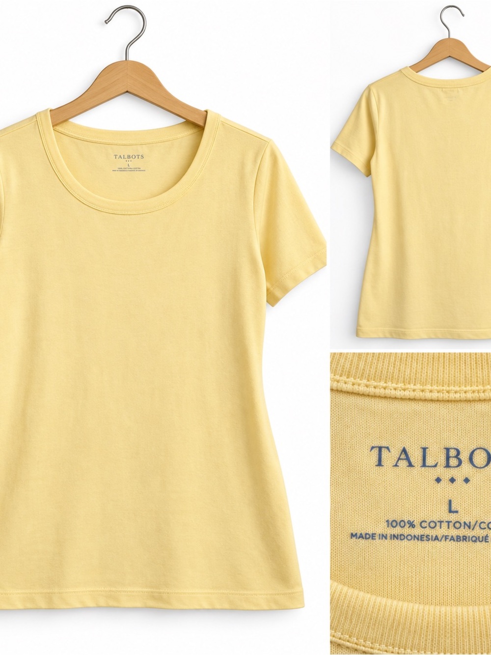 Talbots Women's Short Sleeve Crewneck Tee in Soft Butter
